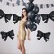 6 Pieces Bow Balloons, Black Matte Metallic Foil Bow Balloon for Men Women Boys Girls Bowtie Theme Birthday Party, Wedding Bridal Shower, Black Party Decorations, Balloon Garland Accessories